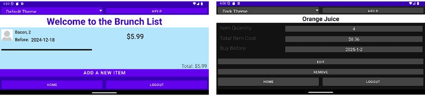 Grocery List App Horizontal Screen