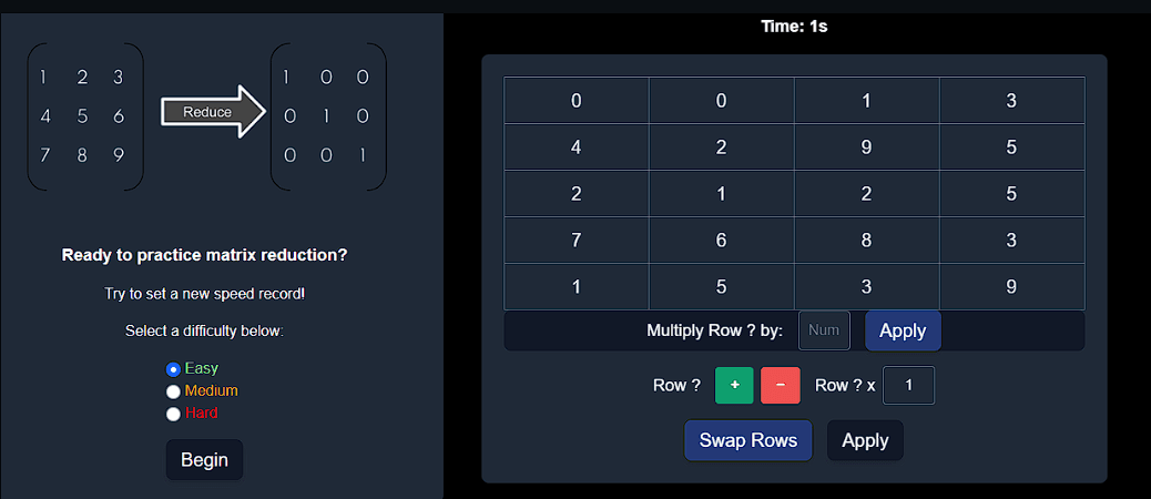 Matrix Reduction Practicer